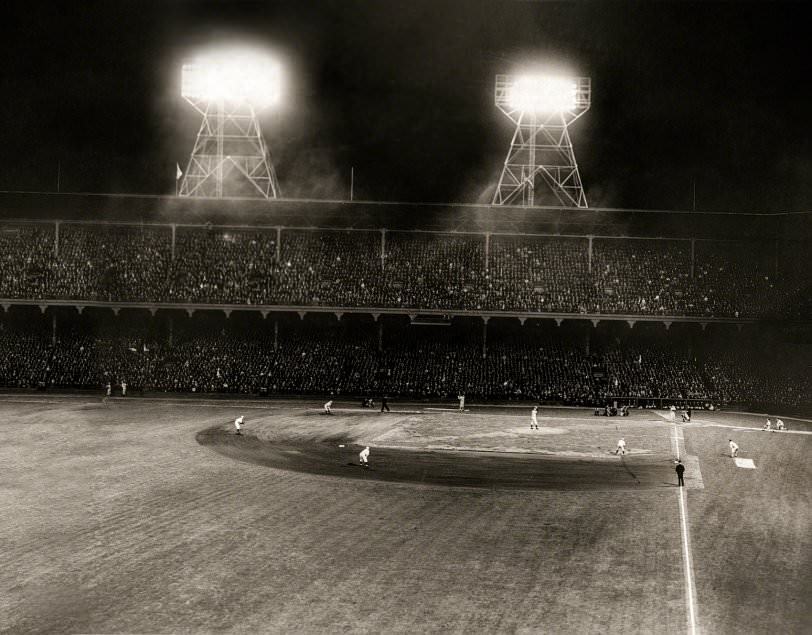 Night Baseball At Ebbets Field -- Cincinnati Reds Vs. Brooklyn Dodgers, New York City, 1940