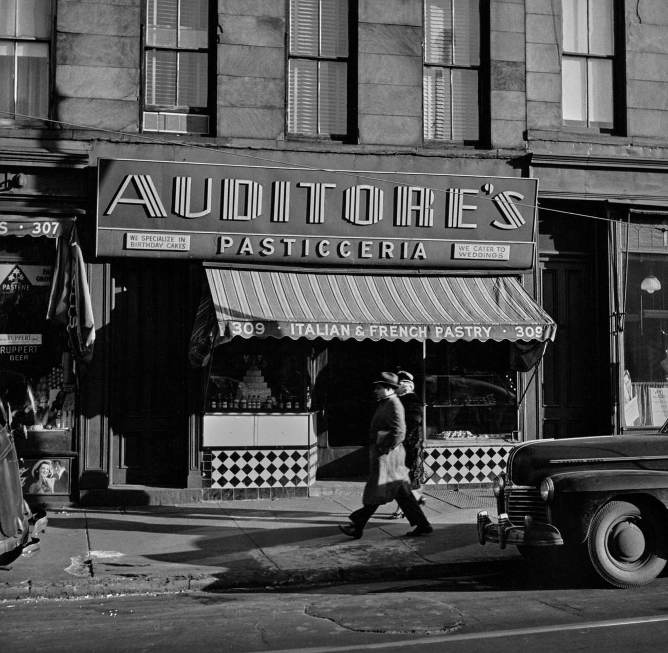 Pedestrians In Italian District, Brooklyn, 1945.