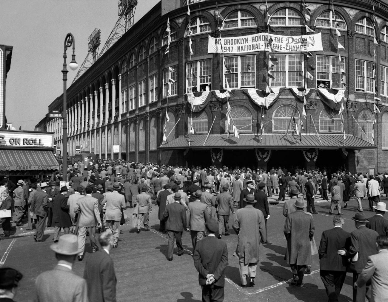 Fans Enter Ebbets Field, Brooklyn, October 1947.