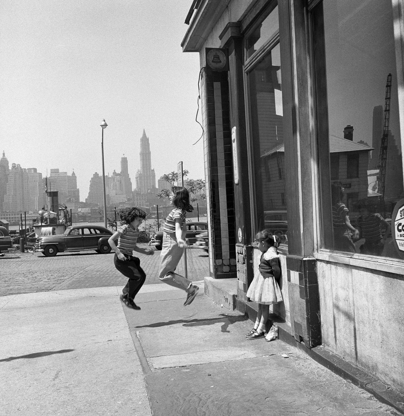 Girls Jump And Play On Atlantic Avenue In Brooklyn Heights, 1958.