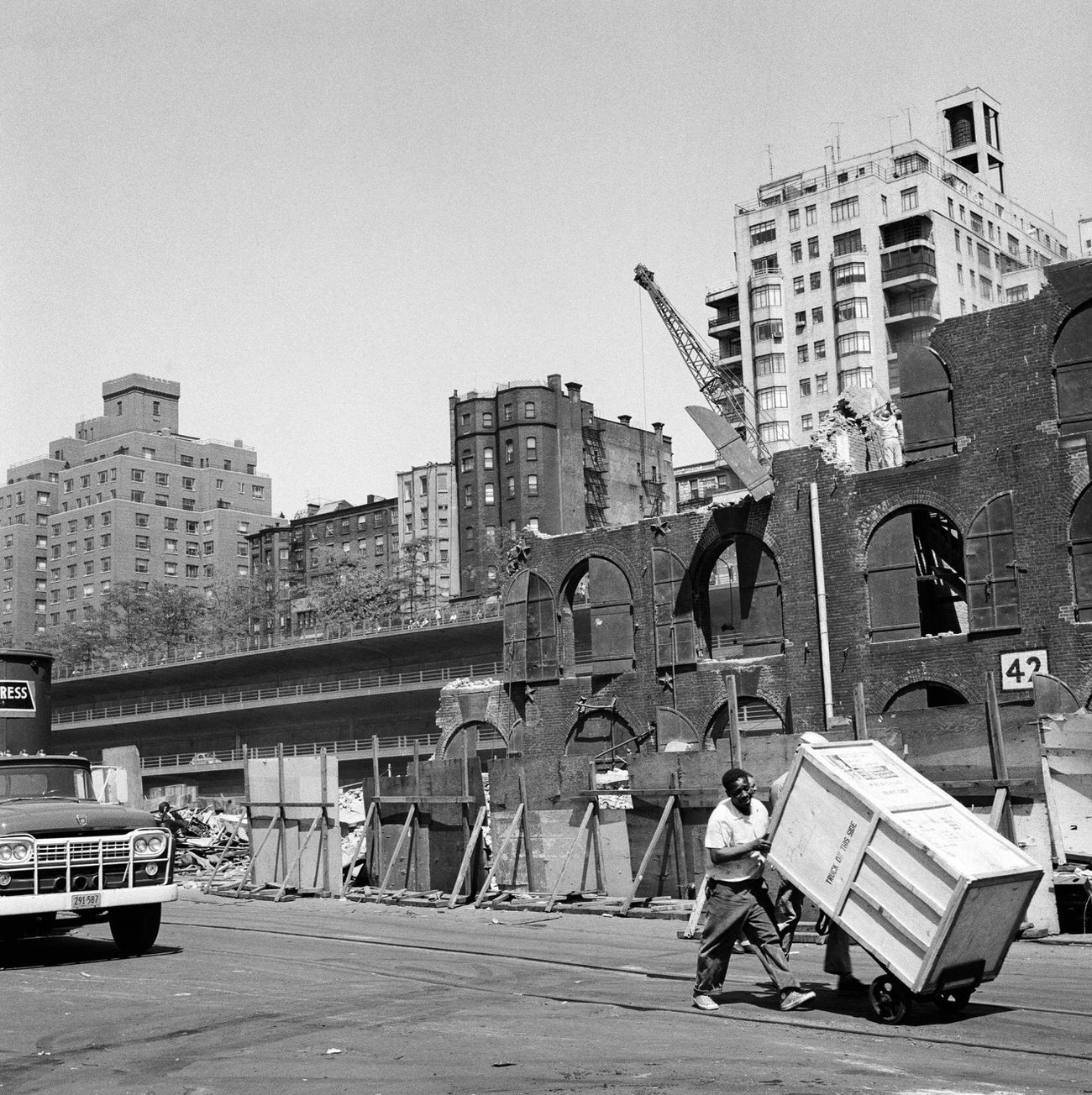 Men Make A Delivery Near A Construction Site In Brooklyn Heights, 1958.