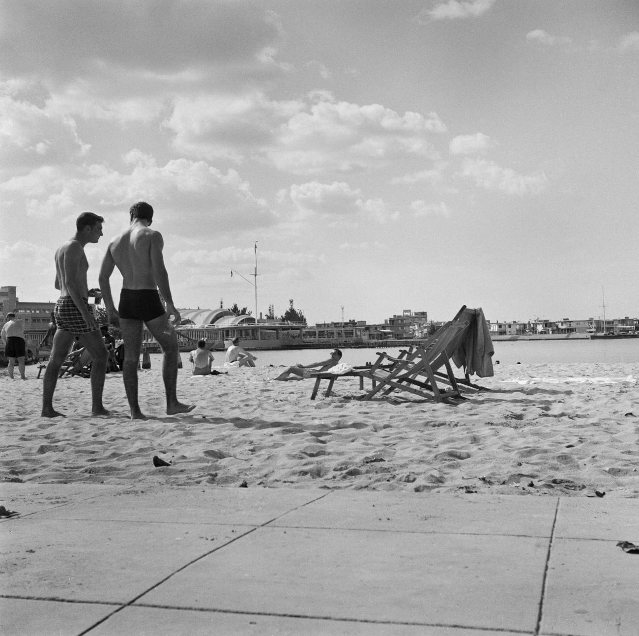 Bathers On The Beach At Coney Island, Brooklyn, 1950.
