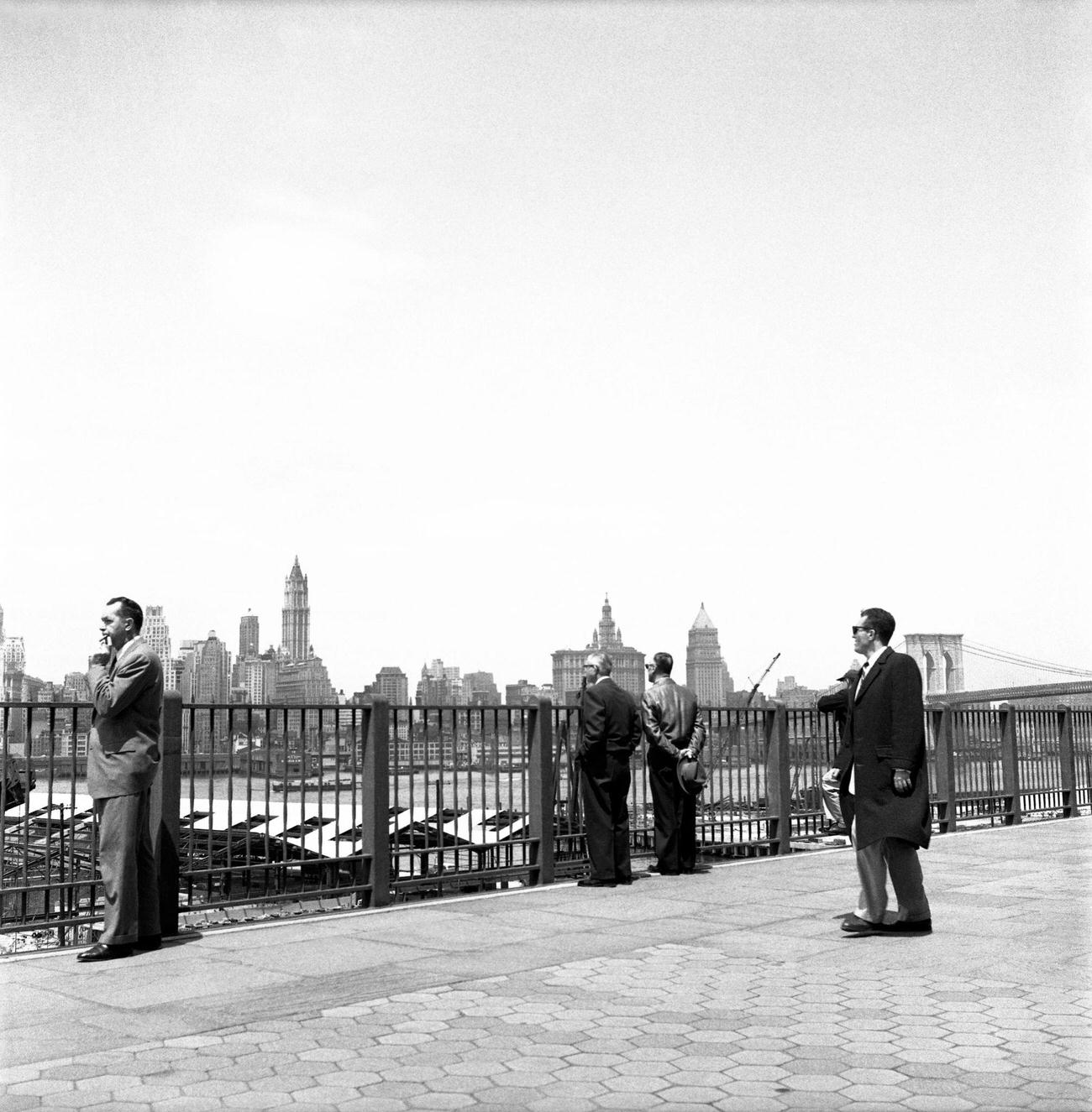View Of Manhattan Skyline From The Brooklyn Promenade, 1958.