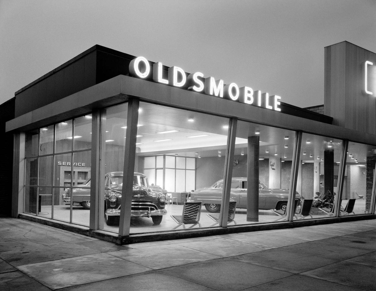 Crystal Motors Oldsmobile Car Showroom At 5901 Bay Parkway, Brooklyn, 1950.