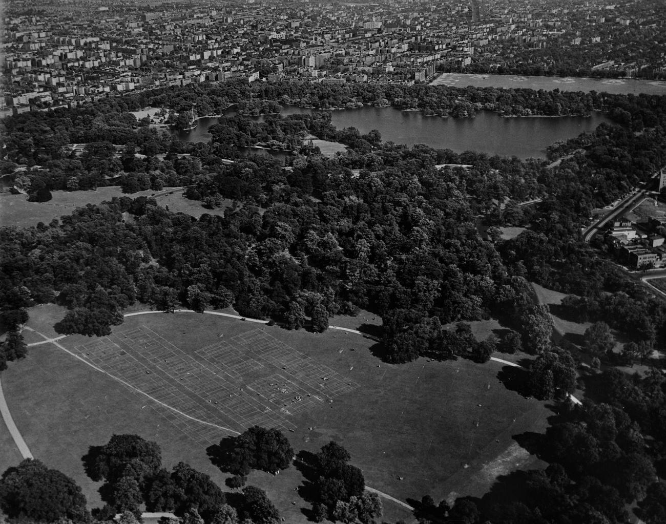 Aerial View Of Tennis Courts In Prospect Park, Brooklyn, 1955.