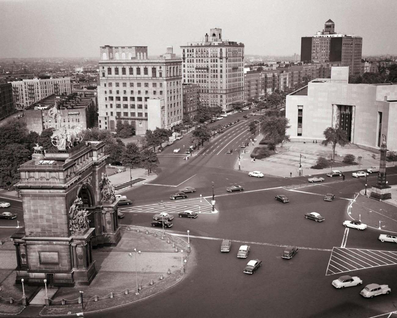 Elevated View Of Grand Army Plaza Public Library, Brooklyn, 1950S.