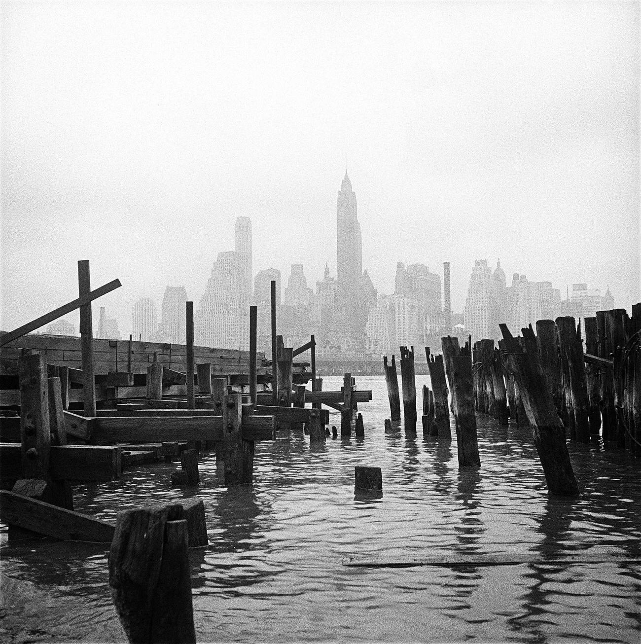 View Of Manhattan Skyline From Brooklyn Heights Waterfront, 1958.