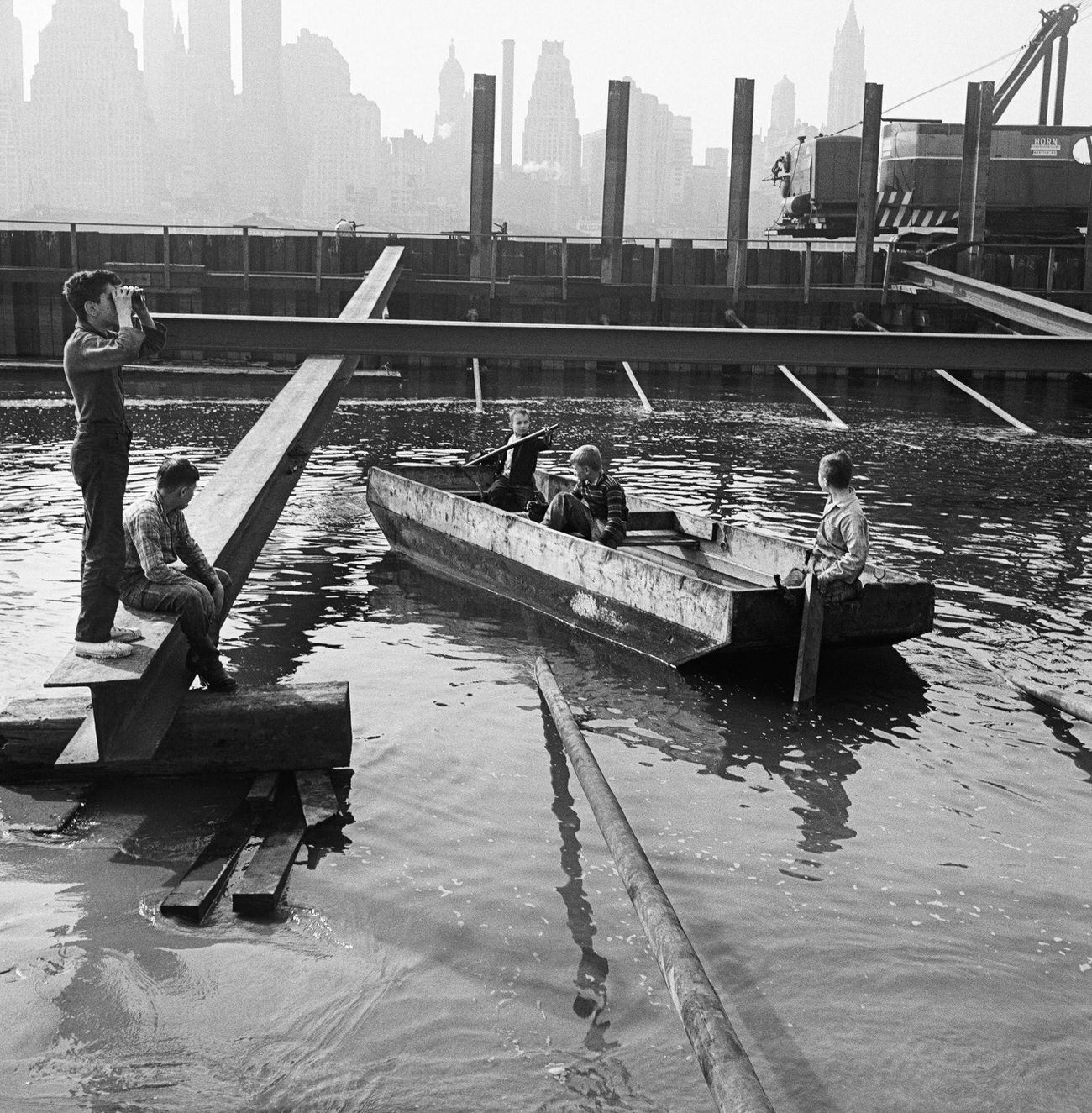 Kids Playing In The East River In Brooklyn Heights, 1958.