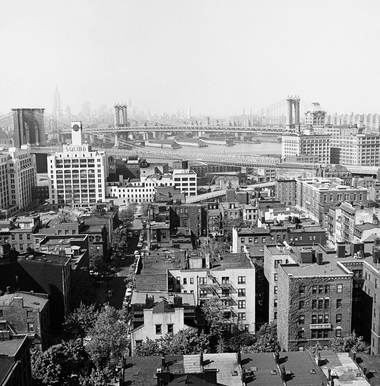 Brooklyn Heights With View Of Brooklyn Bridge, 1958.