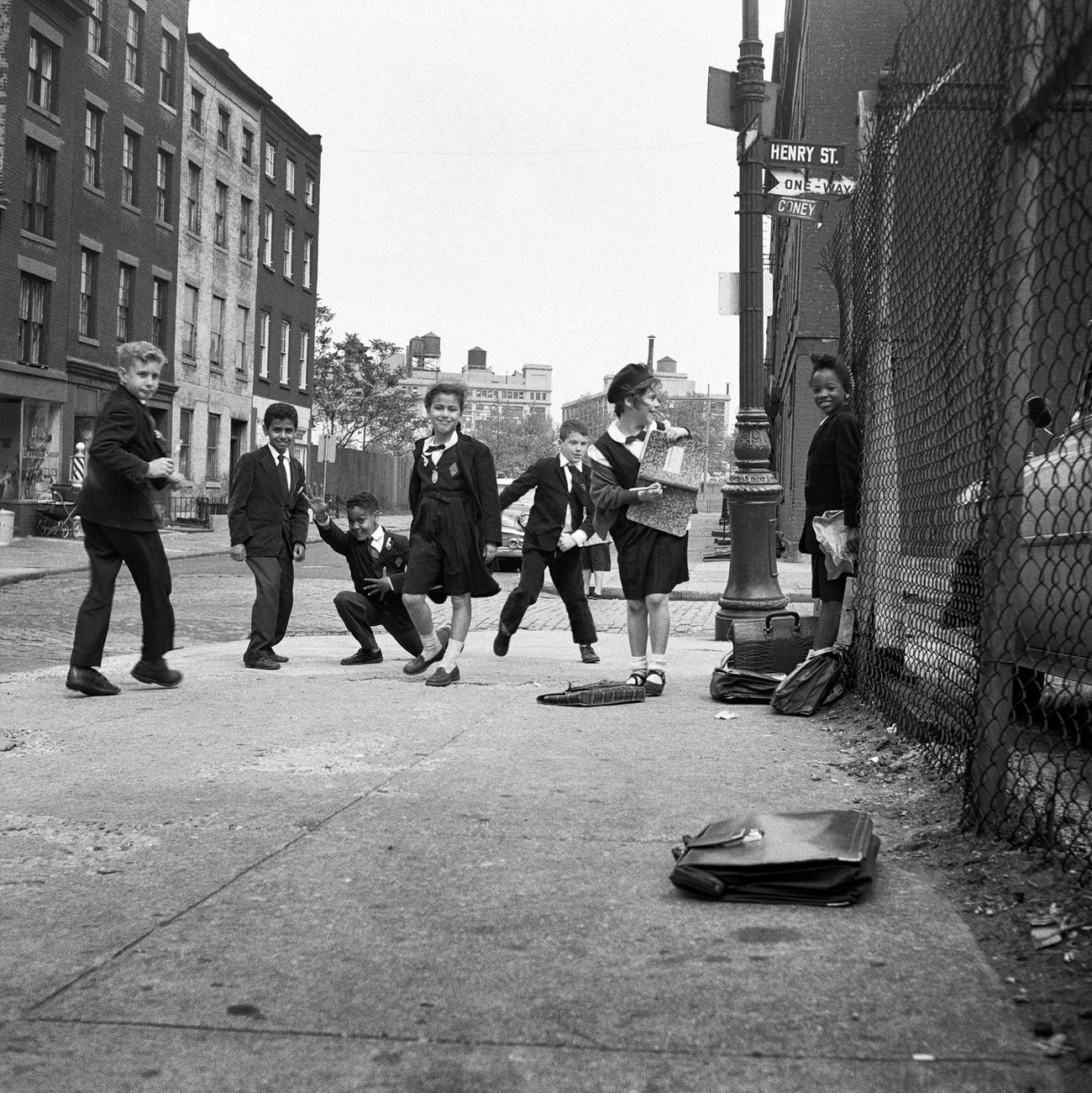 Ethnically Diverse School Children On Henry Street In Brooklyn Heights, 1958.