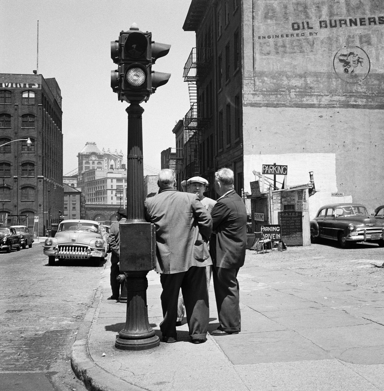 Men Gather On A Street Corner In Brooklyn Heights, 1958.