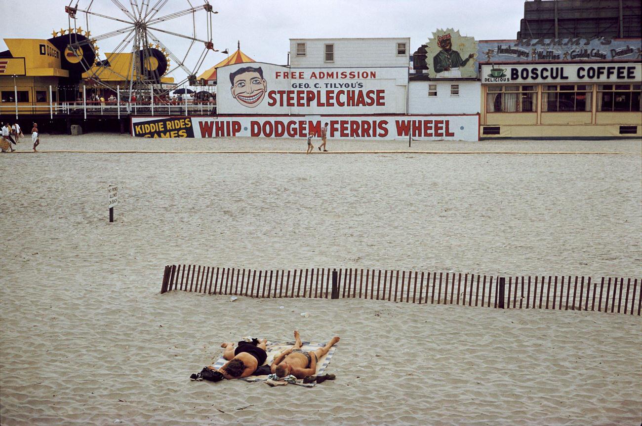 Couple Sunbathing At Coney Island, 1960