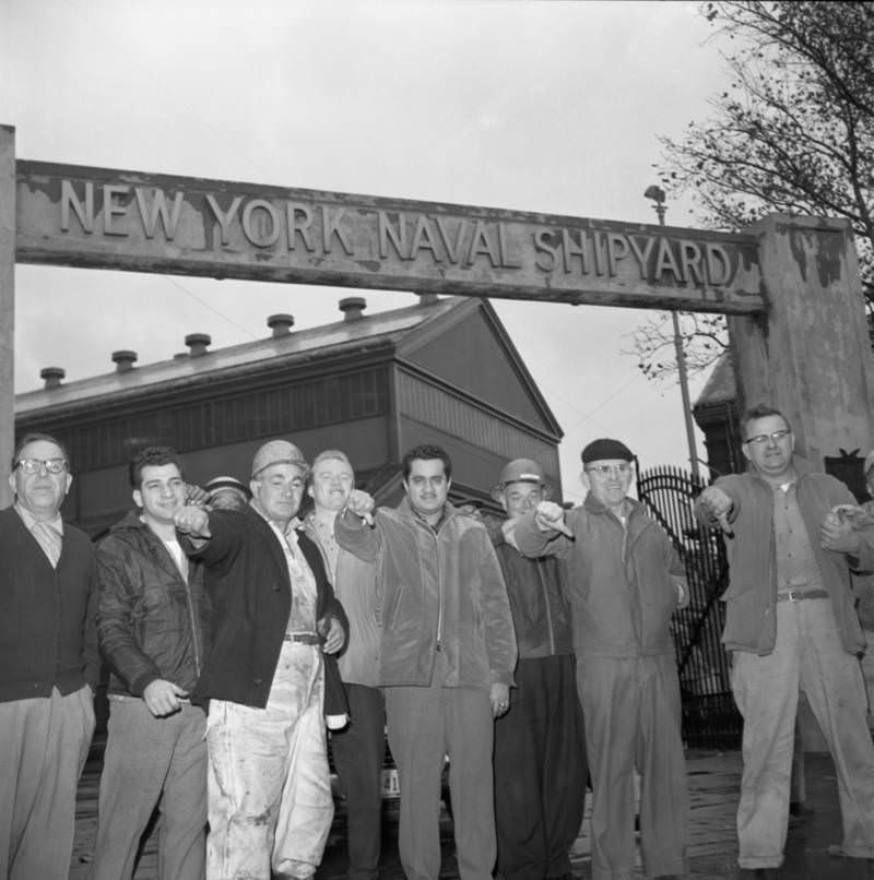 Brooklyn Navy Yard Workers Protest Shutdown, 1964