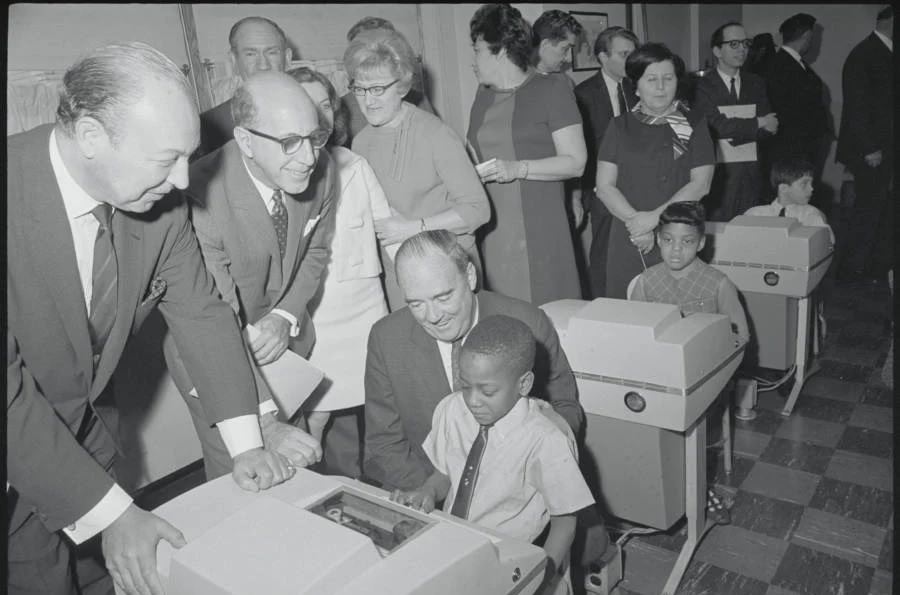 Student Uses Early Computer At P.s. 244, 1968