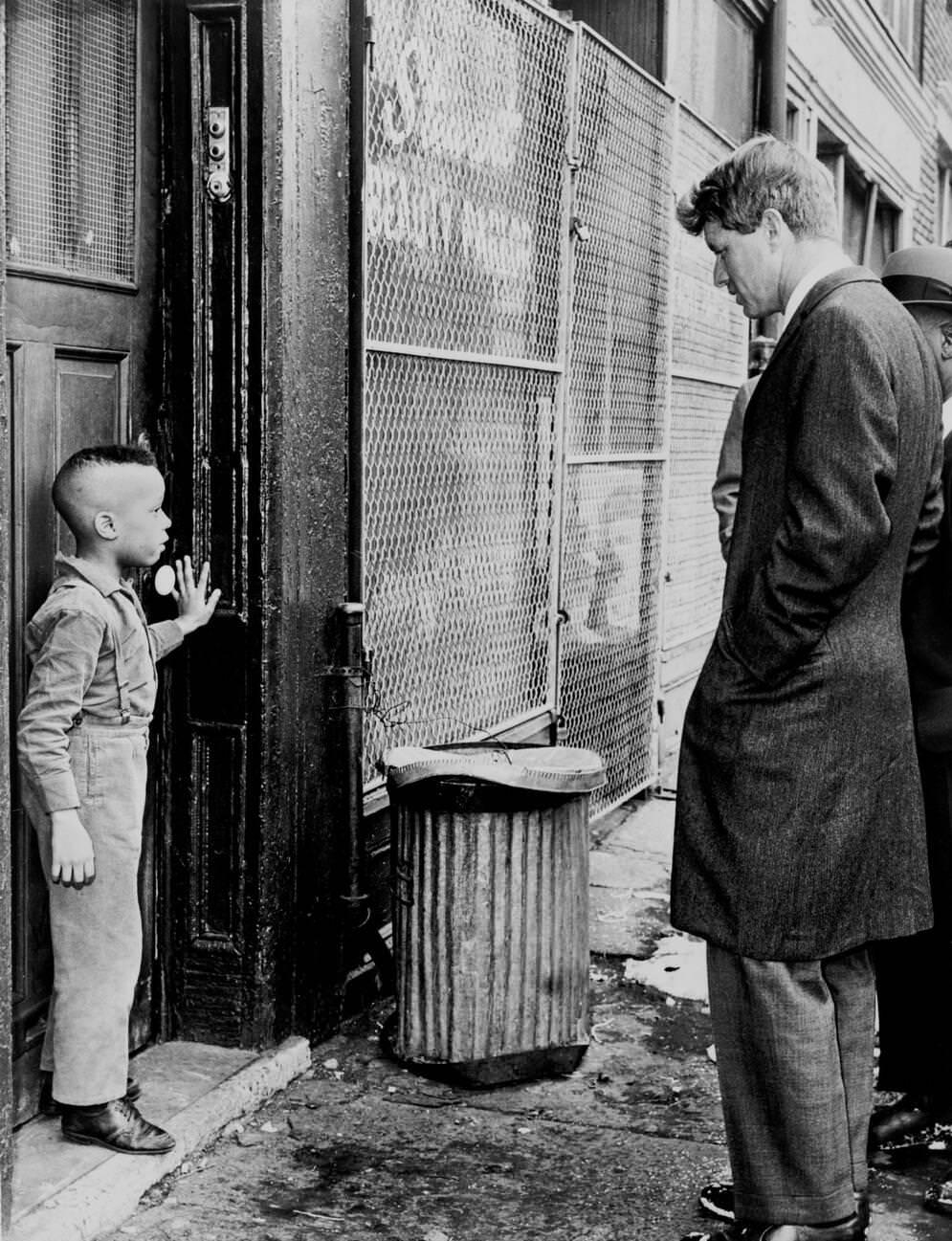 Senator Robert Kennedy Discusses School With Ricky Taggart In Brooklyn, 1966.