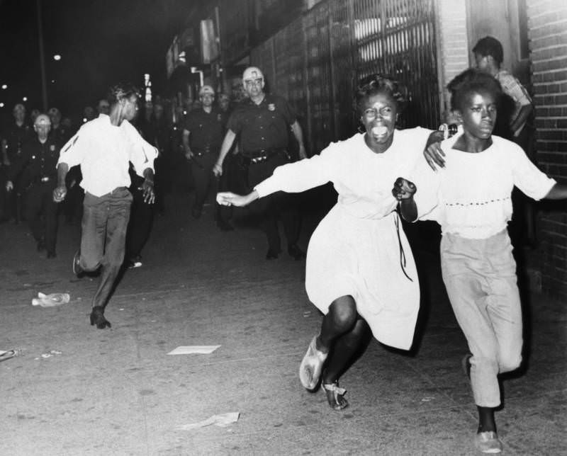 Children Flee Police During Bedford-Stuyvesant Race Riot, 1964
