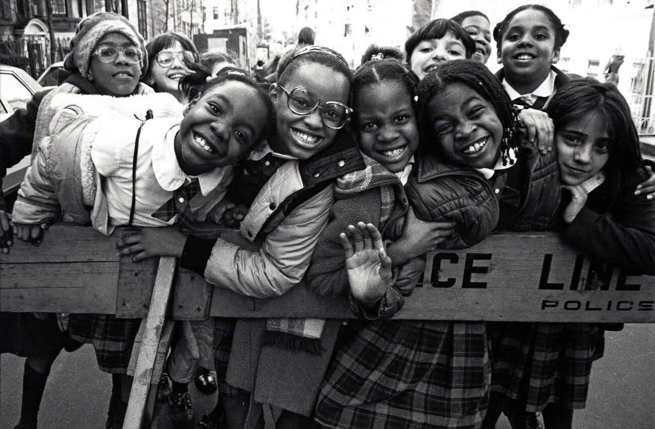 Catholic Schoolgirls Posing For A Photo In Brooklyn, 1977.