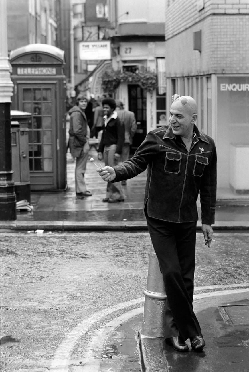 Actor Telly Savalas, Known For His Role As Kojack The Brooklyn Cop, In London, 1975.