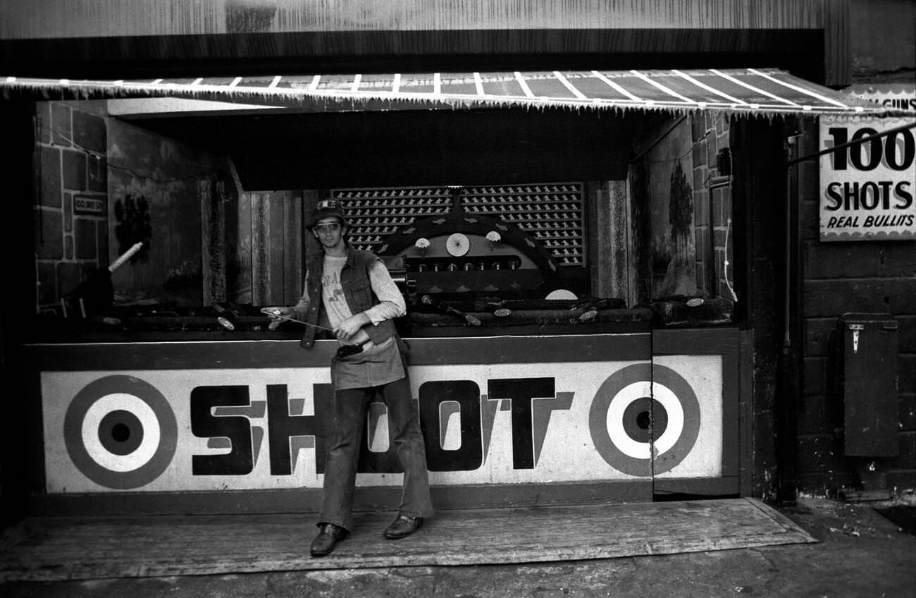 Shooting Gallery At Coney Island, Brooklyn, 1973.