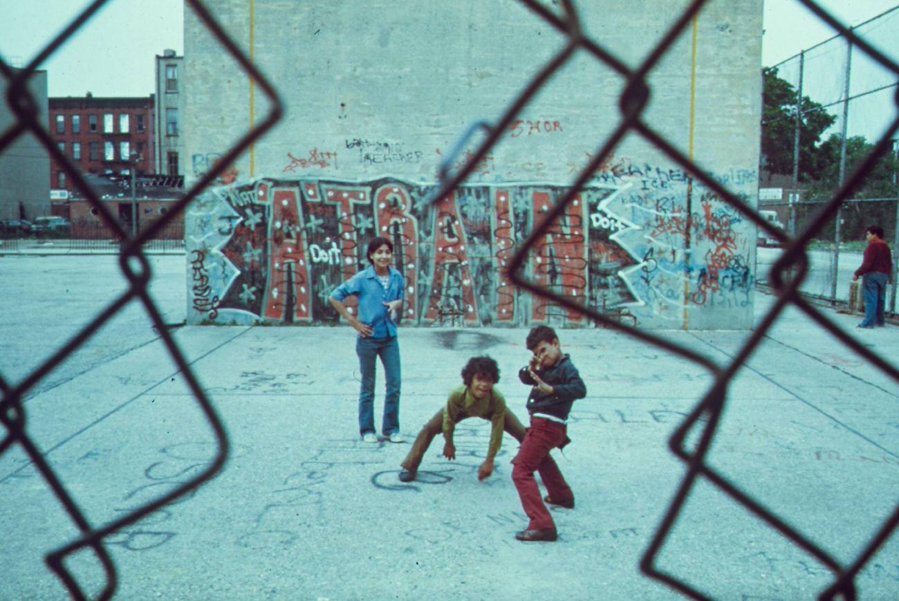 Boys Behind Chain Link Fence In Lynch Park, Brooklyn, 1974