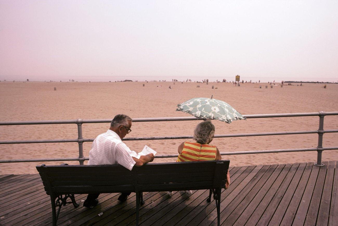Couple On A Bench At Coney Island, Brooklyn, 1974