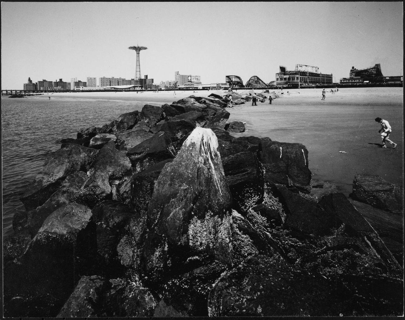 Beach And Boardwalk At Coney Island, Brooklyn, 1975.