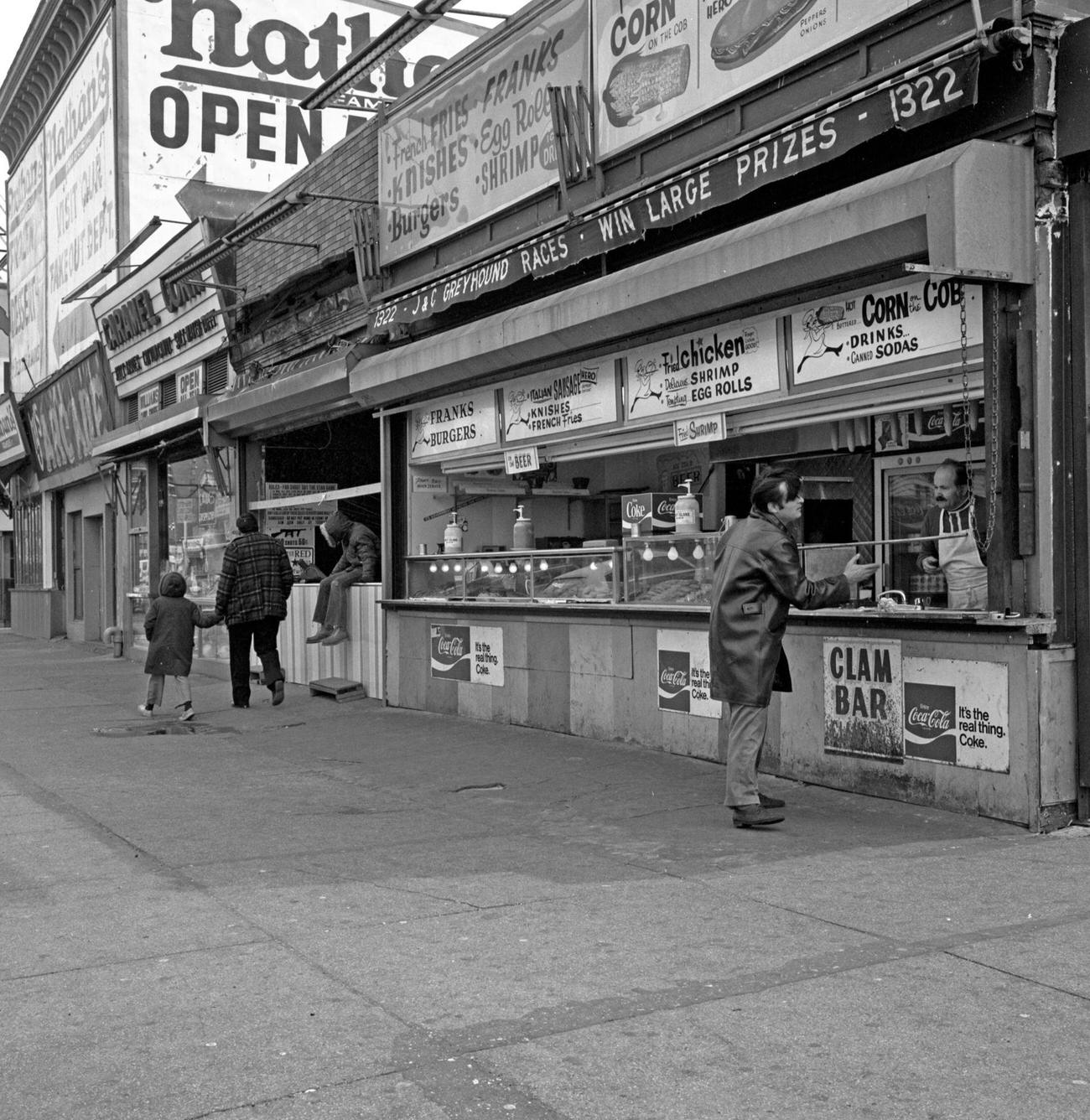 Fast Food Restaurants On Surf Avenue, Coney Island, Brooklyn, 1971