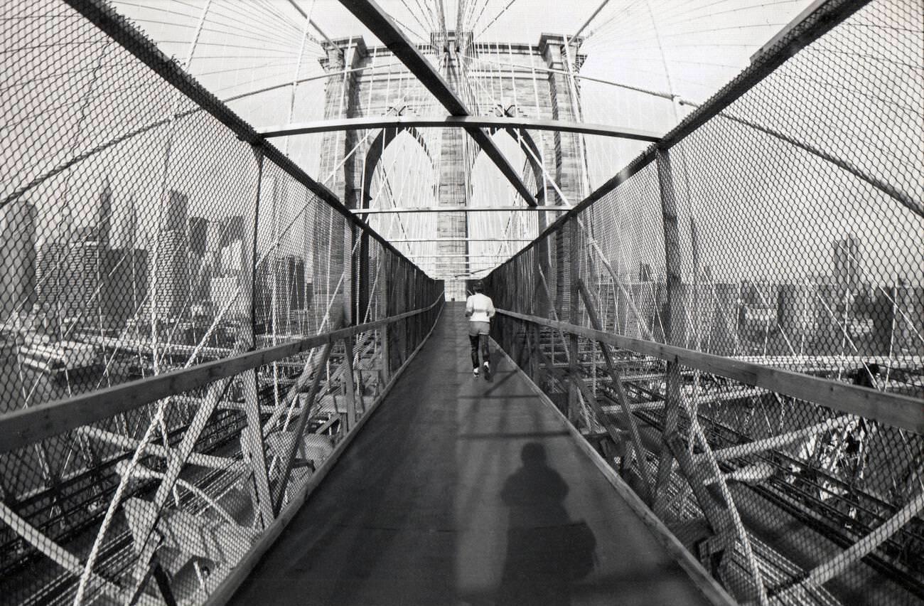 Temporary Ramp Over The Brooklyn Bridge During Renovation, Circa 1980.