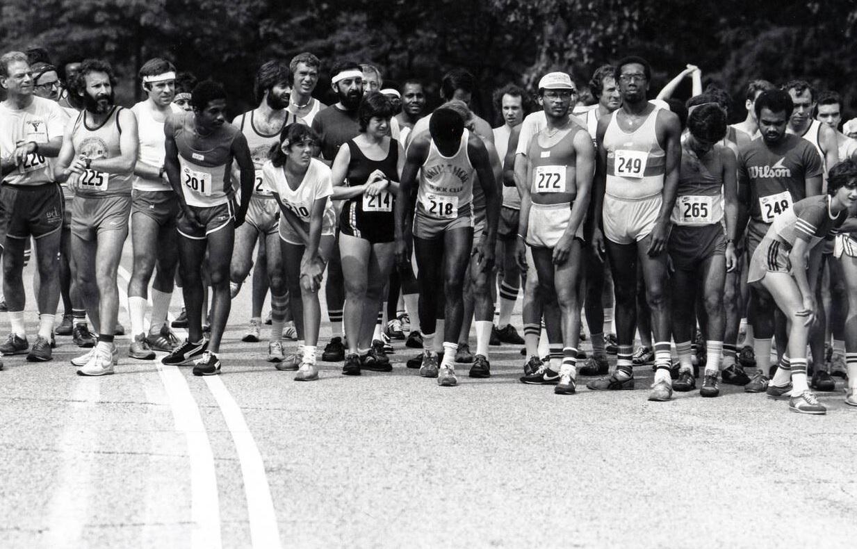 Runners Await The Starting Gun In Prospect Park, Brooklyn, 1981.