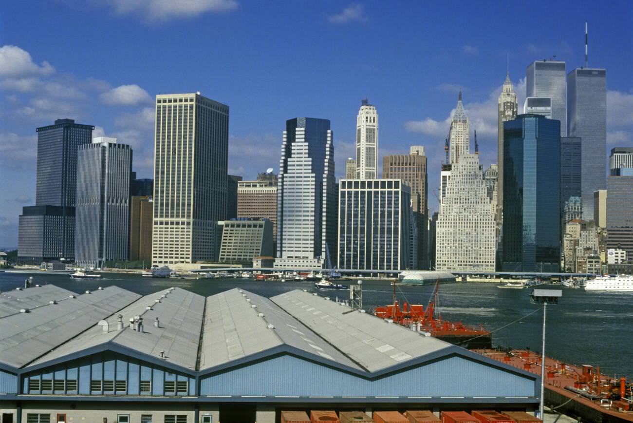 View Of Brooklyn Port Piers And Twin Towers, 1987.