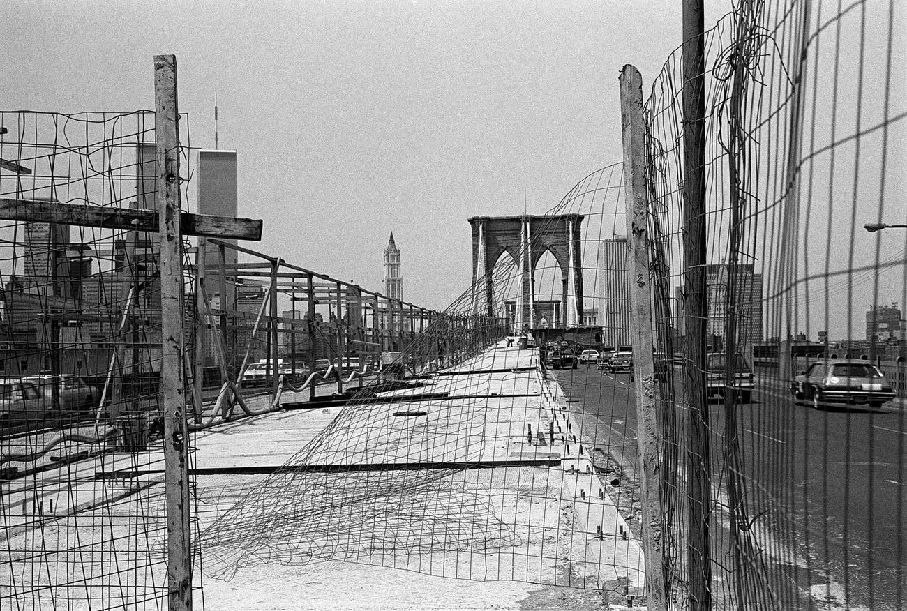Brooklyn Bridge Walkway During Renovation, 1984
