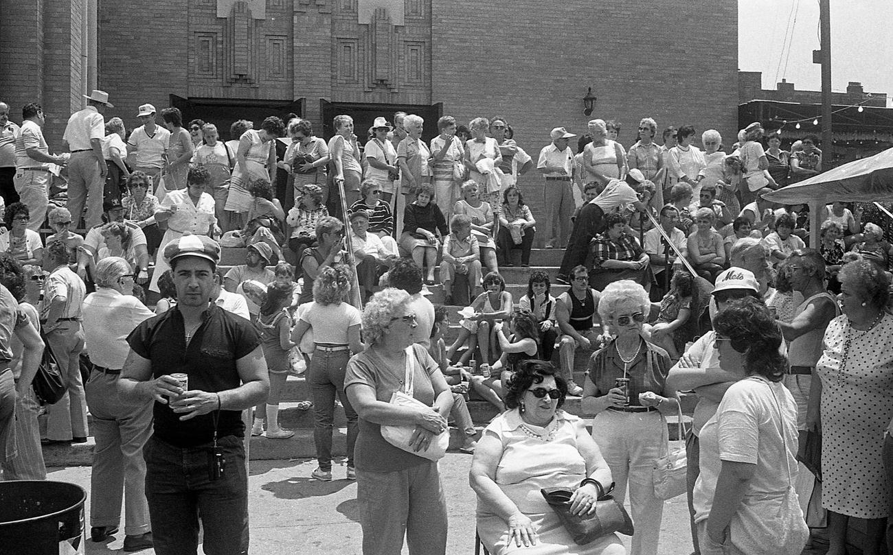 Crowd At Our Lady Of Mount Carmel'S Giglio Feast In Williamsburg, 1985
