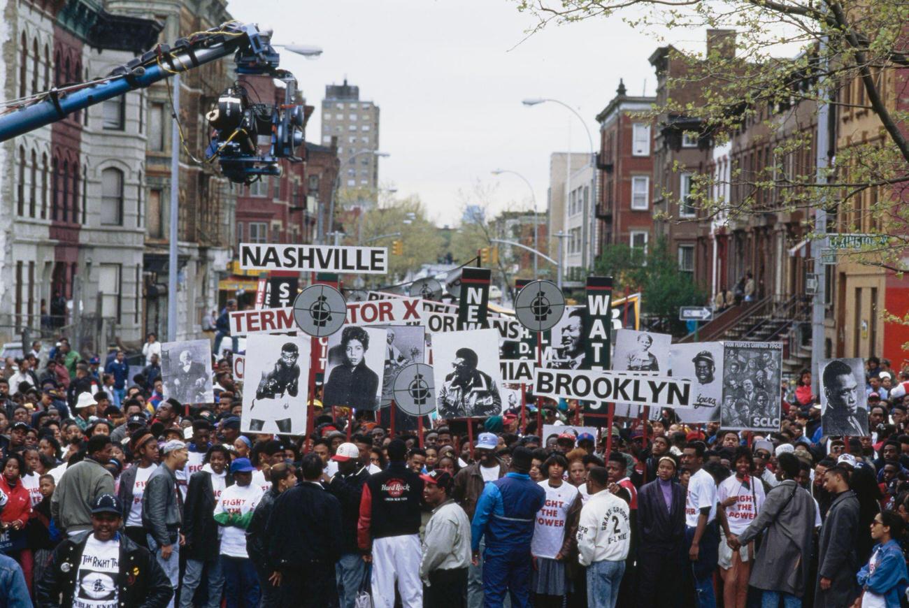 Public Enemy Films 'Fight The Power' Video In Brooklyn, 1989