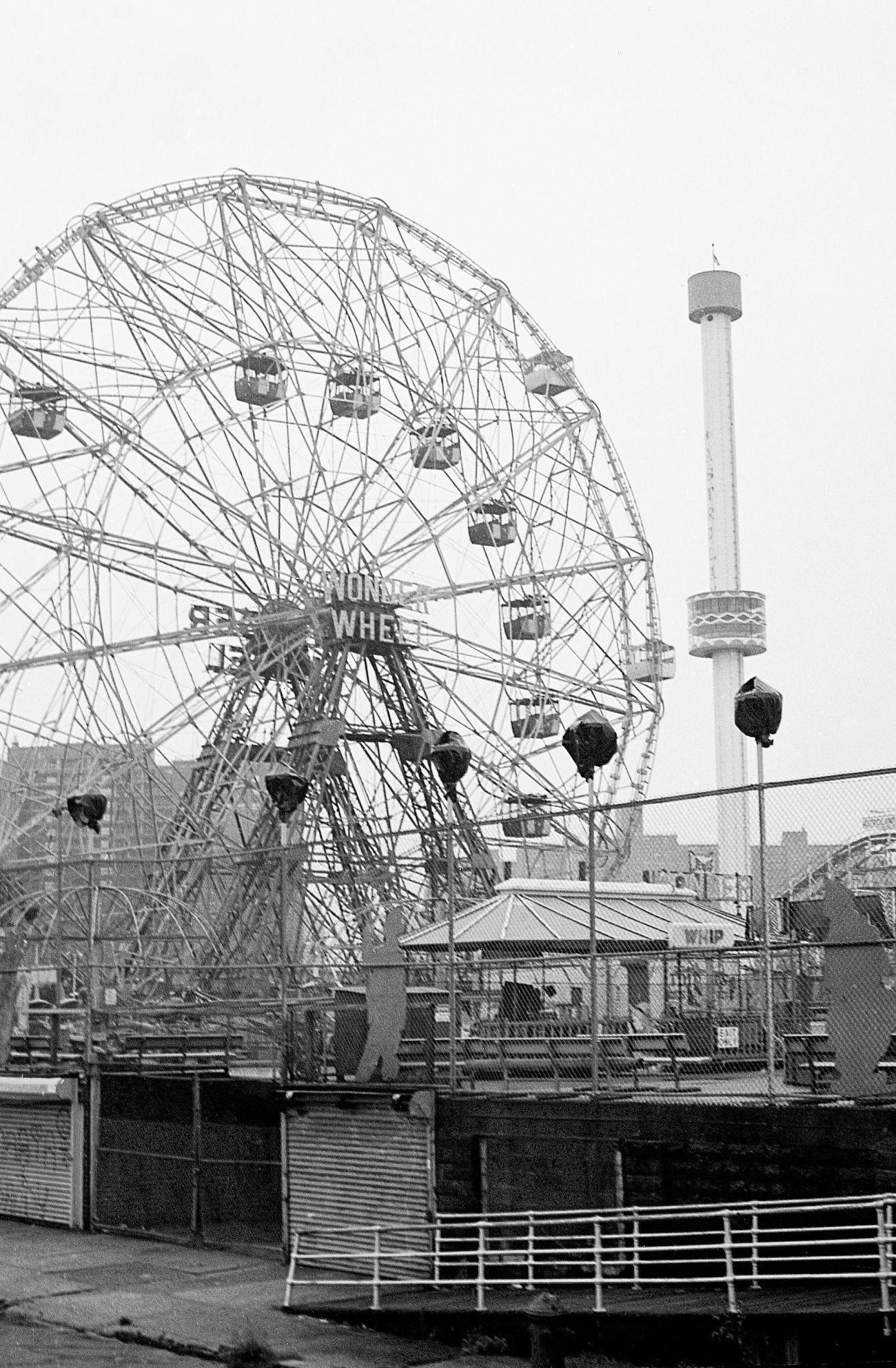 Wonder Wheel On Coney Island Boardwalk, 1983