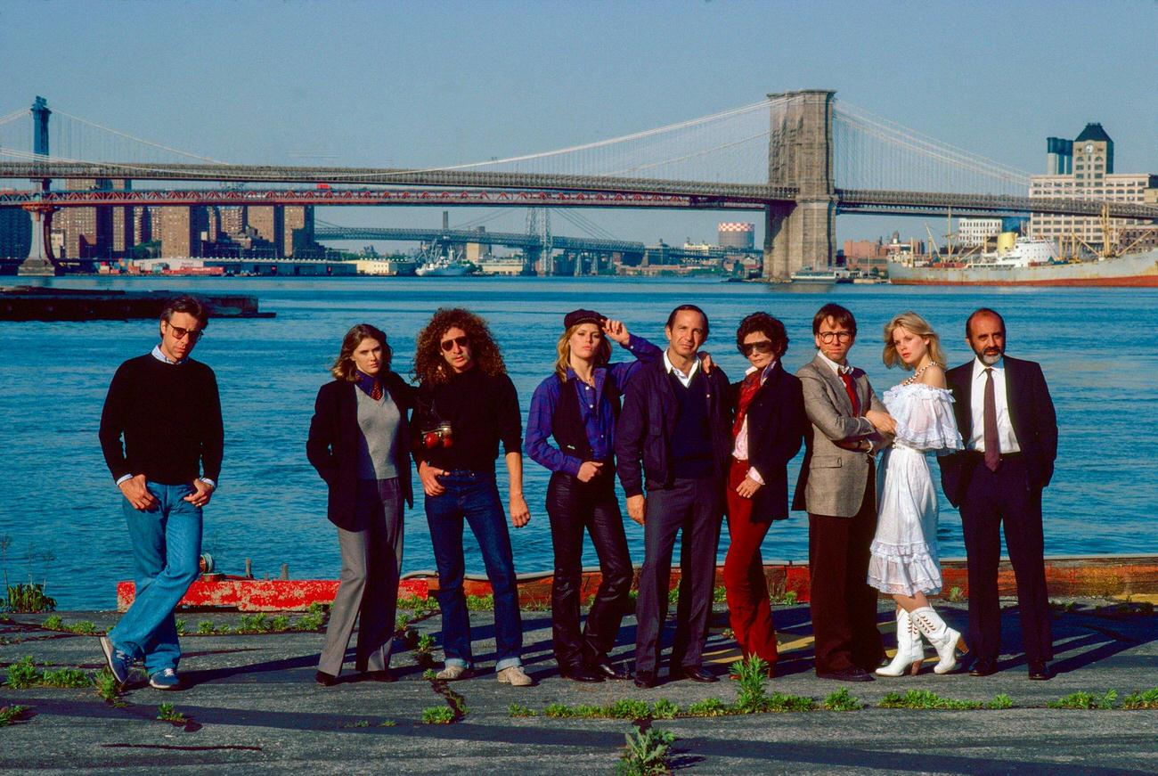 Cast And Crew Of 'They All Laughed' Near Brooklyn Bridge, 1980