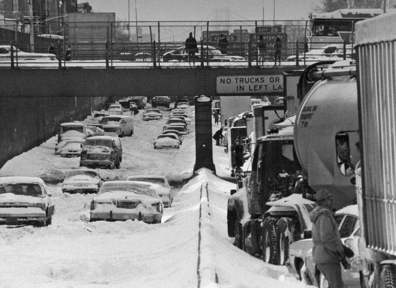 Cars Stranded On Brooklyn-Queens Expressway, Blizzard 1983