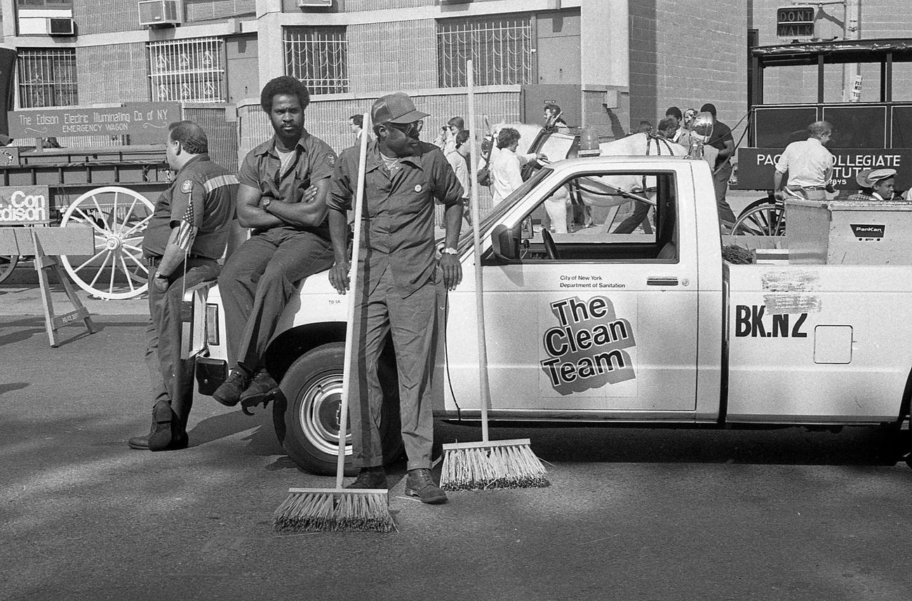 Sanitation Workers At Brooklyn Bridge'S 100Th Birthday, 1983