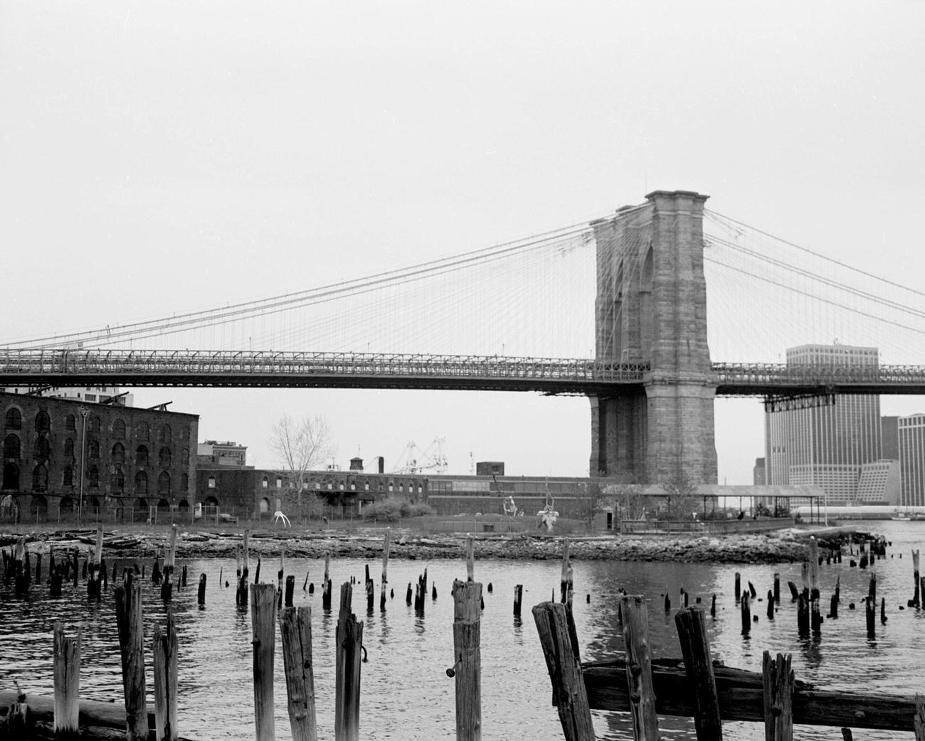 Brooklyn Bridge Viewed From The Brooklyn Waterfront.