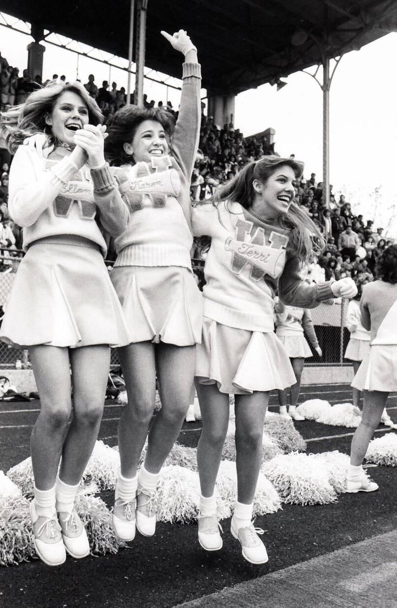 High School Cheerleaders React To A Touchdown At Midwood Field, Brooklyn, 1980.