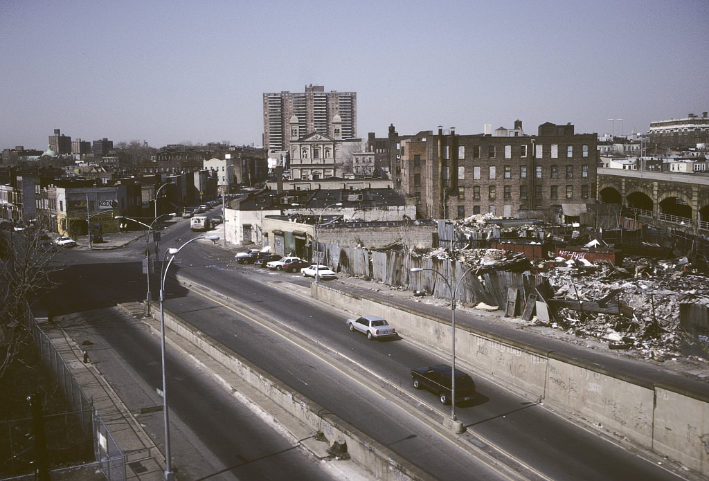View From The L Line, At Van Sinderen Ave. And E. New York Ave., Brooklyn, 1991.