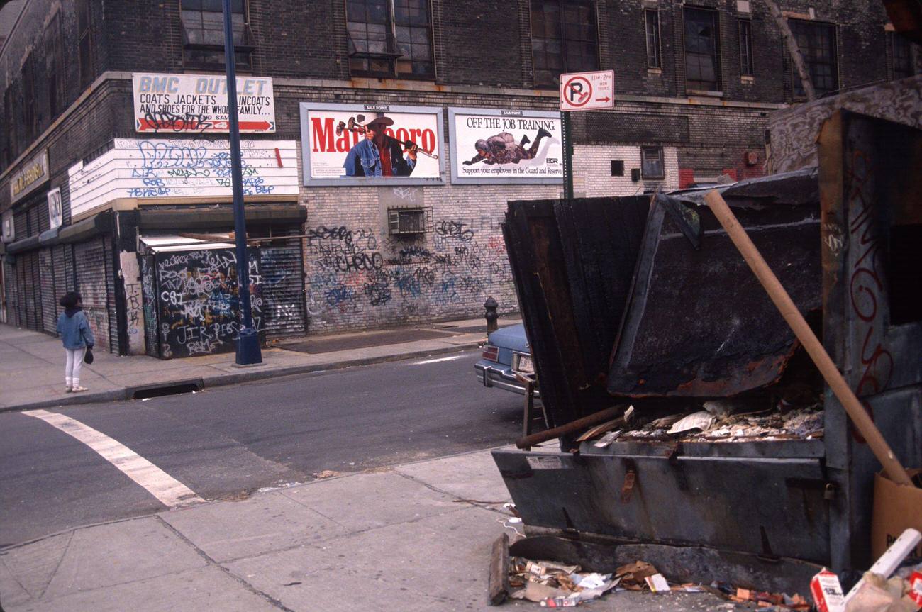 Graffiti-Covered Wall In Poor Neighborhood In Brooklyn, 1992