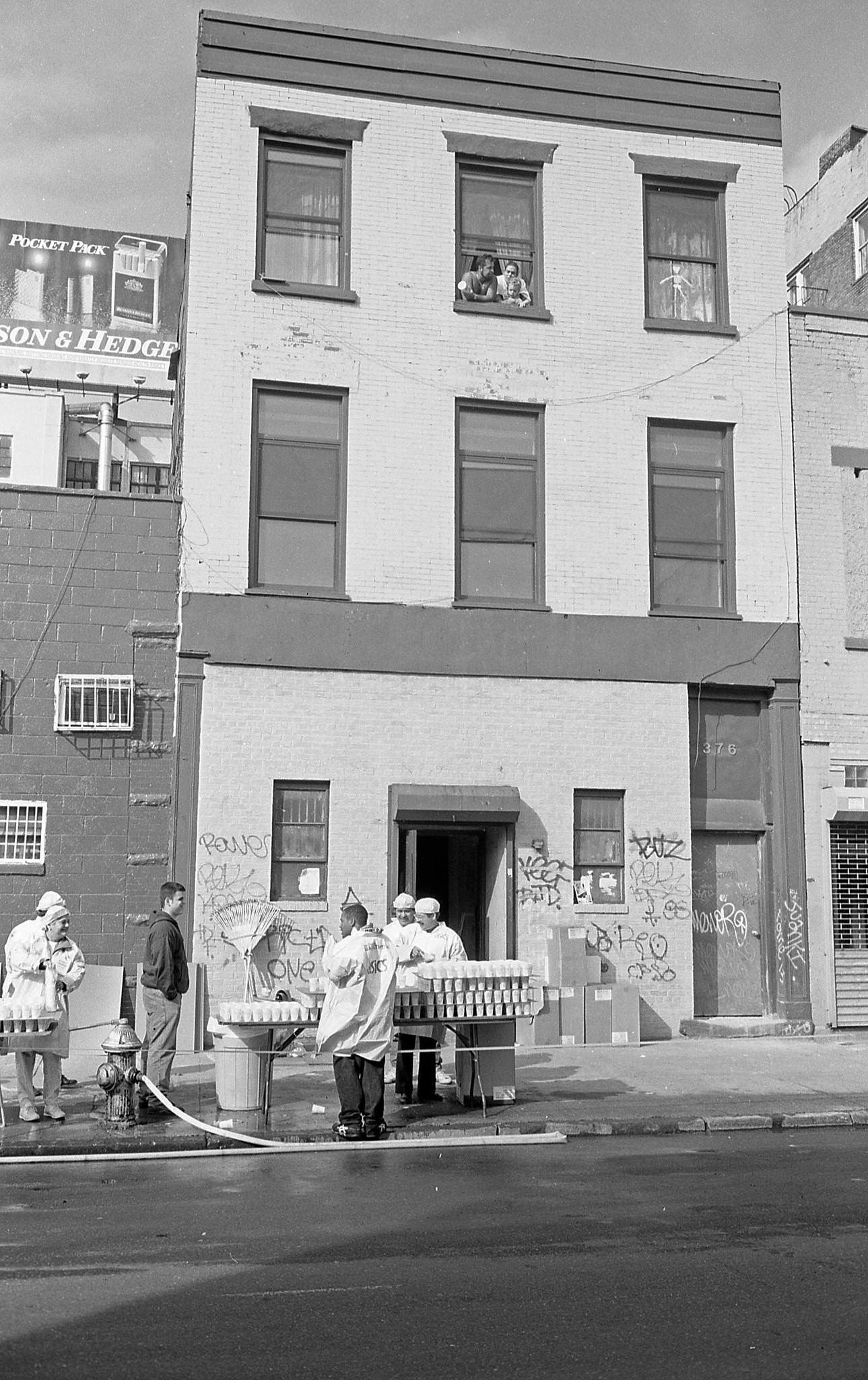 Marathon Volunteers Fill Water Cups In Williamsburg, Brooklyn, 1992
