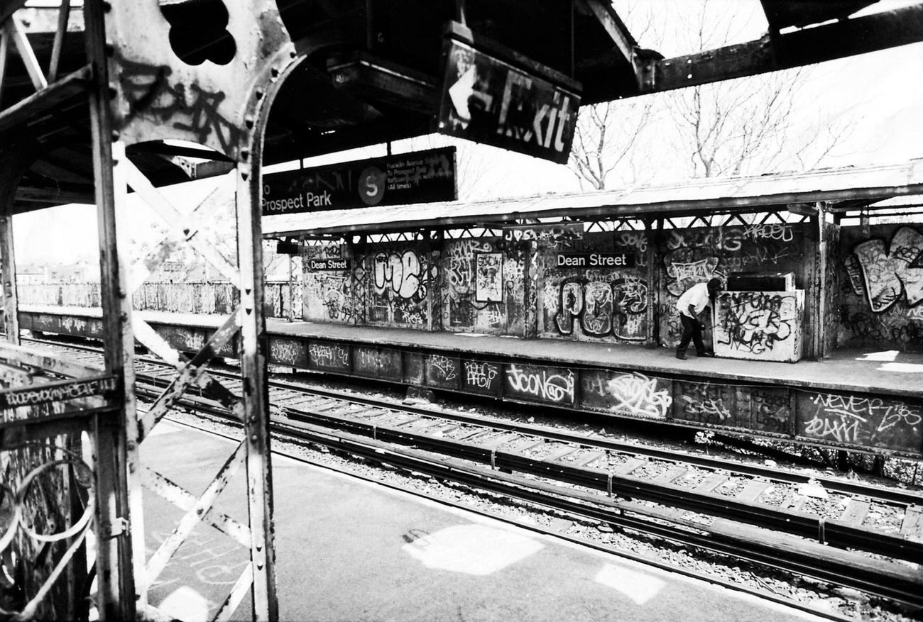 Graffiti-Laden Subway Station On Dean Street, Brooklyn, 1993
