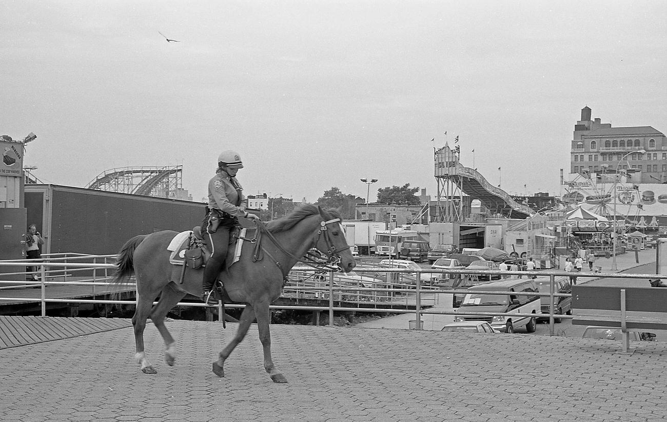 Nypd Mounted Unit Patrols Coney Island Boardwalk, Brooklyn, June 24