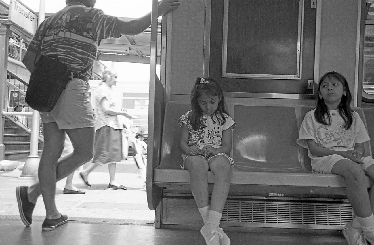 Children Seated On F Train In Brighton Beach, Brooklyn, 1995