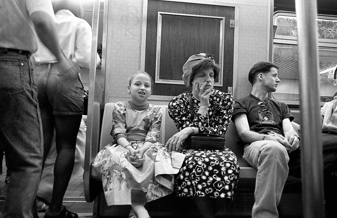 Commuters On F Train At Unidentified Station, Brooklyn, 1995