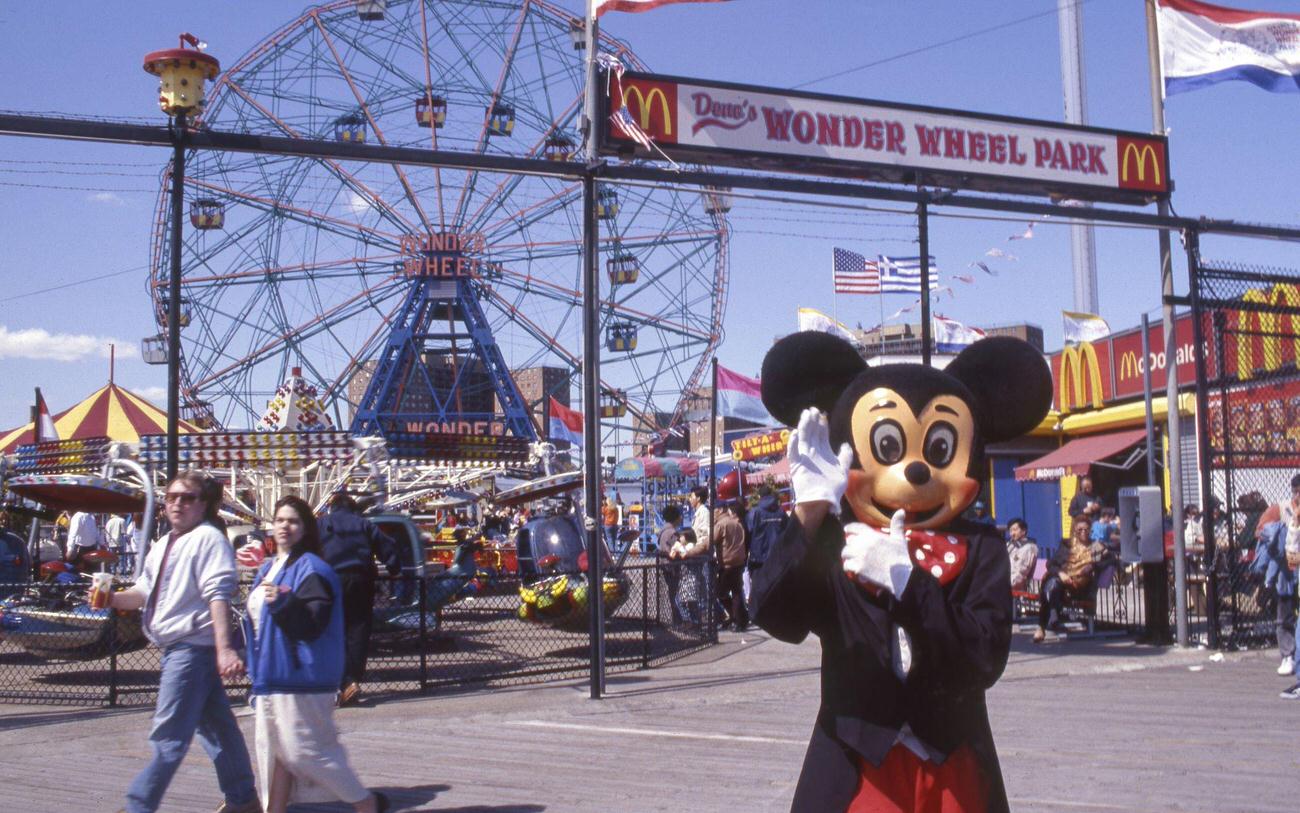Man Dressed As Mickey Mouse At Luna Park, Coney Island, Brooklyn, 1997