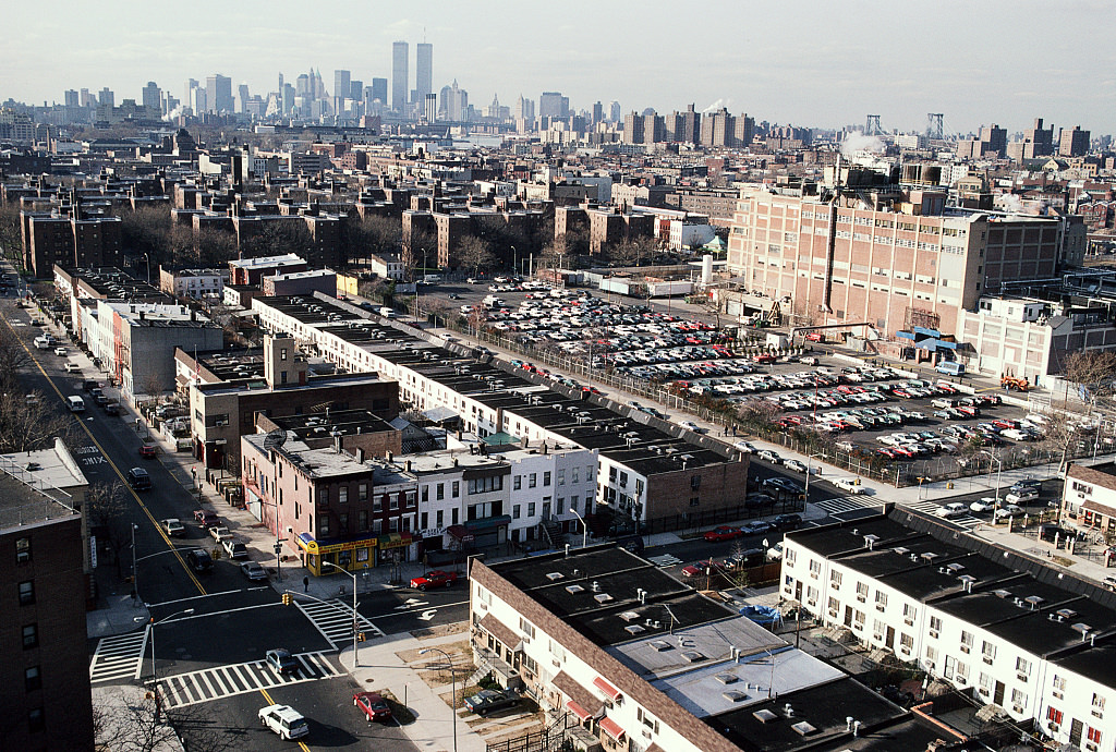 View From The Tompkins Houses Toward Park Ave. At Tompkins Ave., Pfizer Plant On The Right, Brooklyn, 1998.