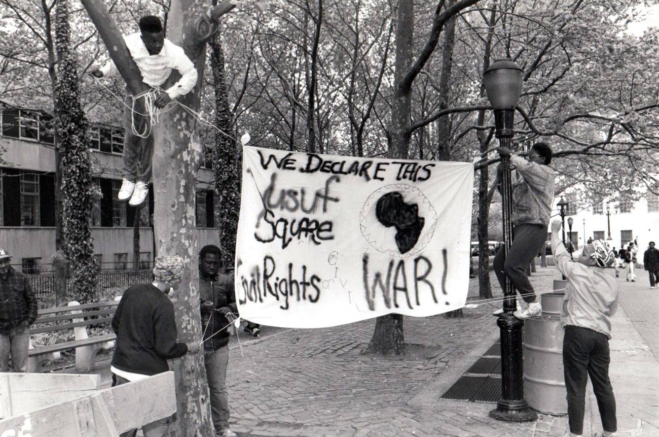 Demonstrators Wait For Verdict In Yusuf Hawkins Trial In Brooklyn, 1990
