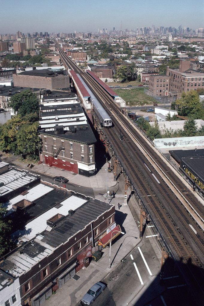 View Of The J And Z Lines Along Broadway From Sumpter St., Brooklyn, 1994.
